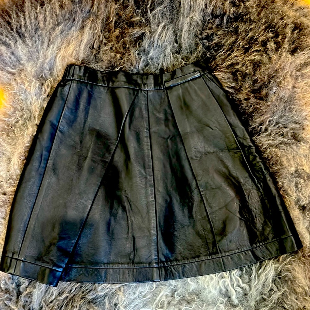 Stylish Genuine Black Leather Kids Skirt